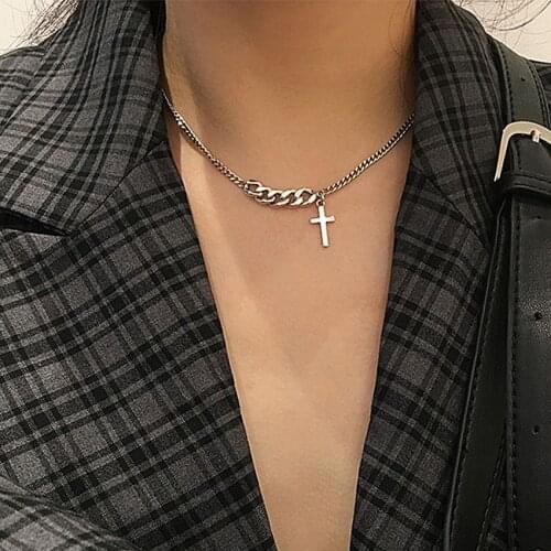 Hip Hop Cross Choker Chains Necklace For Women Punk Clavicle Necklace Party Fashion Jewelry For Women Gifts For Ladies