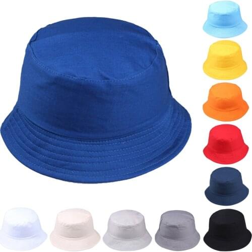 New Unisex Cotton Bucket Hats Women Summer Sunscreen Hat Men Pure Color Sunbonnet Fedoras Outdoor Fisherman Hat Beach Cap