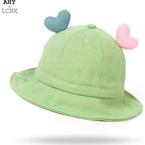 Korean Heart Candy Color Baby Bucket Hat For Girl Boy Cap Cute Girls Children Fisherman Hats Panama Caps