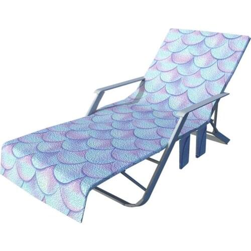 75*215cm Outdoor Microfiber Beach Chair Towel Covers for Swimming Pool Sunbathing Summer Holiday Lounge Chair Towel with Pockets
