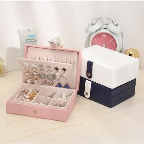 New Jewelry Box Portable Necklace Earrings Rings Holder Jewelry Organizer Packaging PU Leather Storage Case Display Gift