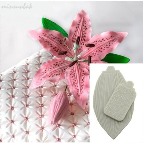 Minsunbak Lily Flower Silicone Mold Wedding Party Cake Edge Decoration Tool Chocolate Biscuit Embossed Printing Mold