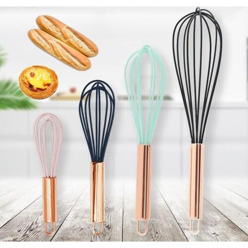 Silicone Whisk Home Kitchen Copper-plated Handle Hand Mixer Silicone Cake Whisk Egg Baking Tools Kitchen Gadgets and Accessories