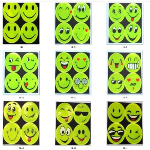 Funny Smiling Face Pattern Reflective Bicycle Bike Sticker Night Riding Decal Night Riding Roadway Safety Sticker