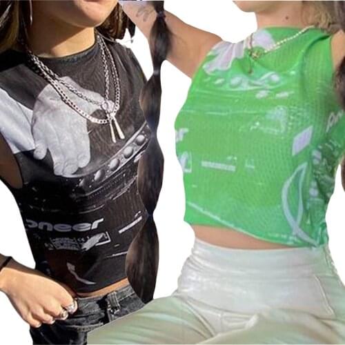 2021 Fashion Women Close-fitting Sleeveless Tops Printed Tanks Pattern Round Collar Camisole