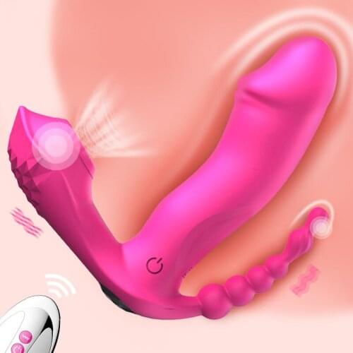 3 In 1 Wearable Dildo Vibrator Sex Toys for Women Sucking Vibrator Multifunction Anal Vagina Clitoris Stimulator Erotic Toys