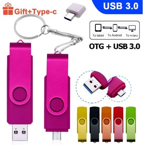 High Speed USB 3.0 OTG Pen Drive Metal USB Flash Drive 128gb 256gb 64gb 256gb Type C Micro USB Stick 3.0 Flash Memory Stick Gift
