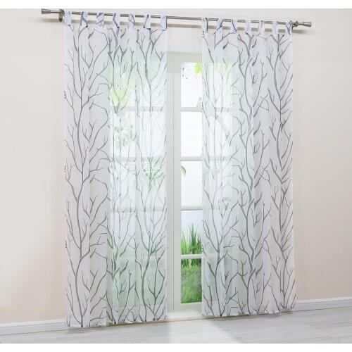 Curtain Tulle Door Window Curtain Drape Panel Sheer Scarf Valances Stripe for Living Room 1PCS
