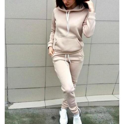 2019 fashion Pants suit autumn winter womens casual sweater hoodies explosion models slim long-sleeved trousers two-piece sets
