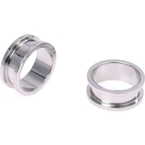 1 Pair Screw Fit Stainless steel Ear Plugs Rings Flesh Tunnels Piercing Jewelry Steel color, 22mm