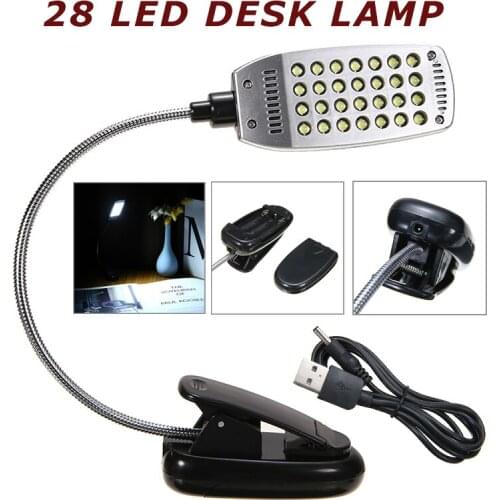 1PC Flexible LED Desk Lamp USB 28 LED Light Clip On Bed Table Desk Lamp Portable Reading Night Light For Kids Study Room