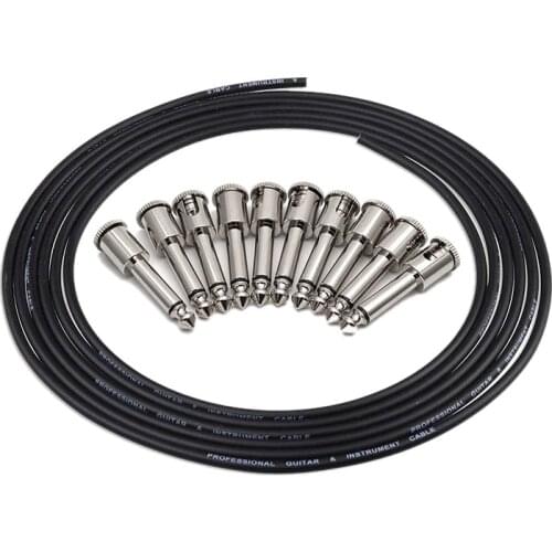 10Ft Guitar Solderless Pedalboard Cable Kit Angle o 6.35 Plugs for Guitar Effects Pedals
