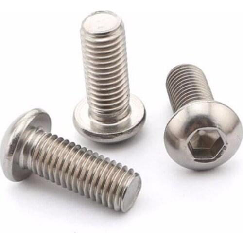 100PCS M2 Stainless Steel Allen Button Screw Hex Socket Screws Round Head Bolts Mushroom Head Bolt M2*20/22/25 mm