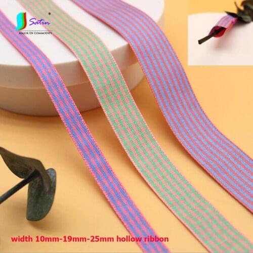 100Yard Narrow Patchwork Lattice Hollow Headband Make bowknot Decorate Clothes Gift Packing Bra 10mm Grid Steel Ring Band Ribbon