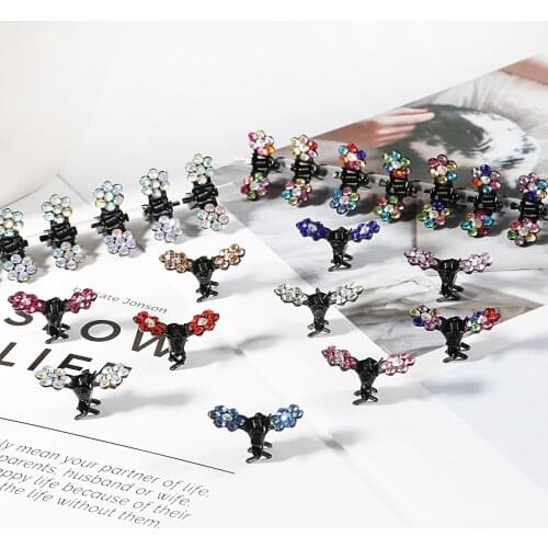 12pcs Small Hair Clips Clamp Hairpins Color Children Baby Barrette Beautiful Rhinestones Hair Accessories Women Girls Hairgrip