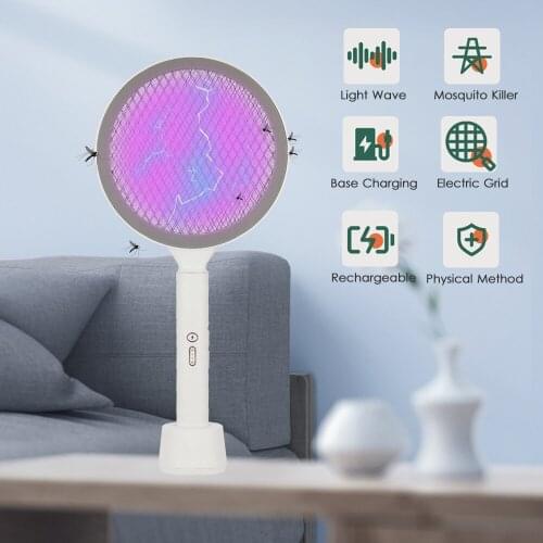 2 in 1 Electric Fly Swatter & Mosquito Lamp 2200V High Voltage Portable Mosquitoes Trap with Purple Light & Electric Shock