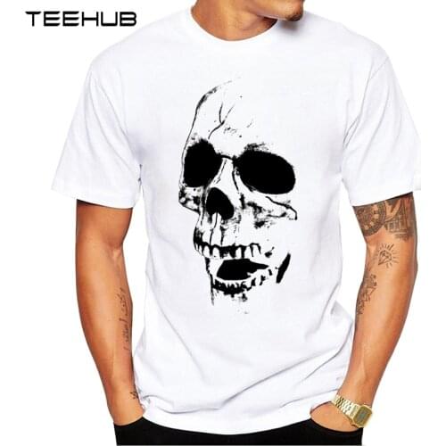 2019 TEEHUB Mens Fashion Skull silhouette Printed Short Sleeve T-Shirt Hipster O-neck Design Tops Cool Desgin Tee