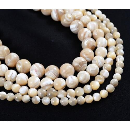 4/6/8/10mm Natural Shell Stone Beads Cute Round Shape Loose Spacer Beads For Jewelry Making DIY Bracelet Necklace Accessories
