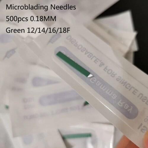 500pcs Eyebrow Blades Nano 0.18mm 12 14 16 18 flex Permanent Makeup Tattoo Needles For Microblading lamina blade Agulhas Tebori