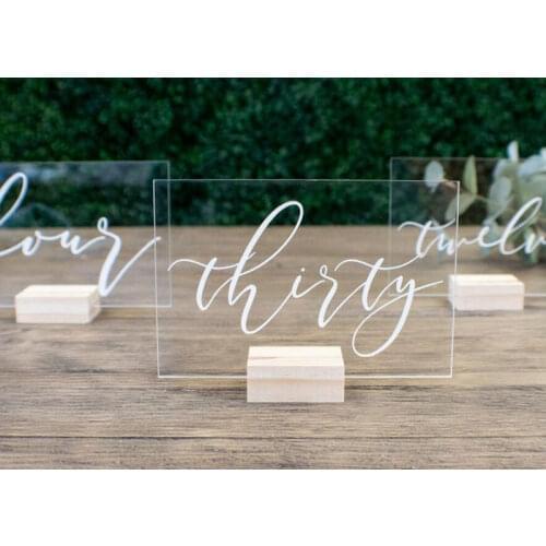 Wedding Decor Clear Acrylic Wedding Signage Custom Wedding Table Numbers Sign Clear Acrylic Sign Unplugged Acrylic Sign