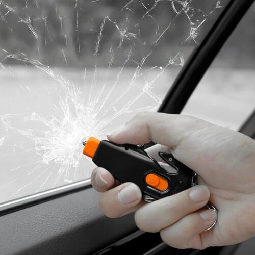 Car Safety Hammer With Electrostatic Discharger Key Chain Emergency Escape Car Window Glass Breaker Steel Needle Folding Knife