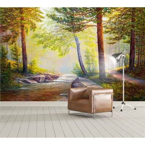 Beibehang Fresh Nordic custom elk forest oil painting sunlight light background wall grove decoration painting papel de parede