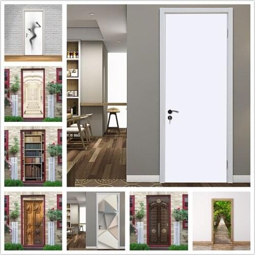 White Stickers on the Doors Home Decor Poster PVC DIY Self-adhesive Waterproof Wallpaper Removable Mural Art Decals deursticker