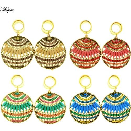 Miqiao 2pc 6-25mm Stainless Steel Ear Plugs and Tunnels Dangle Ear Piercing Flesh Tunnels Body Jewelry Piercing Expander