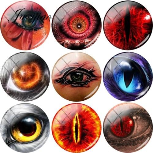 JWEIJIAO 5pcs Glass Cabochon Animal Evil Eyes Glass Dome DIY Brooch Earrings Keychain Necklace Making Jewelry Findings Wholesale