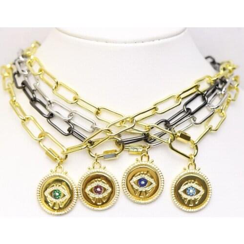 3 Strand Round eyes Pendant Collar Pendant necklace Handmade Punk necklace multi color Jewelry choker Fashion jewelry 51007