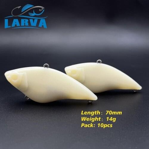 LARVA 10pcs/pack Hard bait blanks Unpainted VIB artificial Fishing Lure blanks 70mm/14g