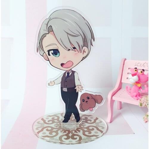 Lovely Anime Yuri!!! On Ice Victor Nikiforov Yuri Katsuki Keychain Transparent Double Sided Acrylic Stand Model Plate Desk Decor