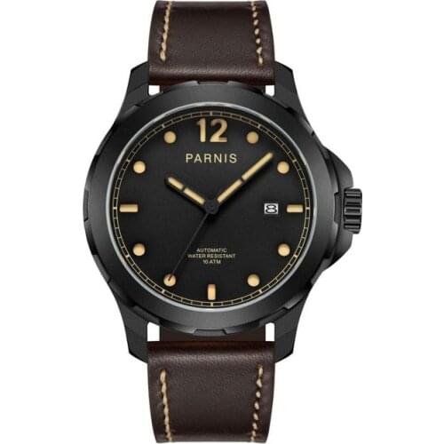 Men automatic watch,mens watches luxury brand PARNIS sport man mechanical wristwatch waterproof clock luminous military relogio