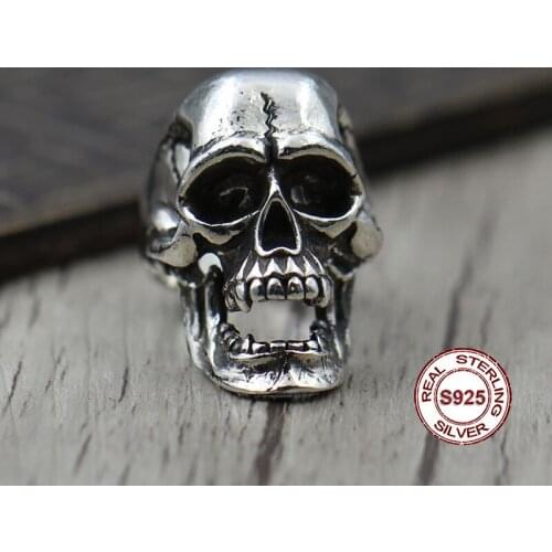 S925 sterling silver mens ring Personality classic retro style Carved skull domineering modeling jewelry Send lovers gift