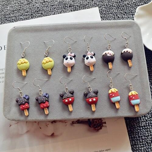 Refreshing Cool Ice Cream Earrings Creative Cute Animal Emulational Ice Cream Eardrop Fresh Cartoon Jewelry Student Child Gifts