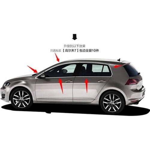 High-quality Car styling stainless steel Strips Car Window Trim Decoration Accessories For 2013-2015 Golf 7 10pcs
