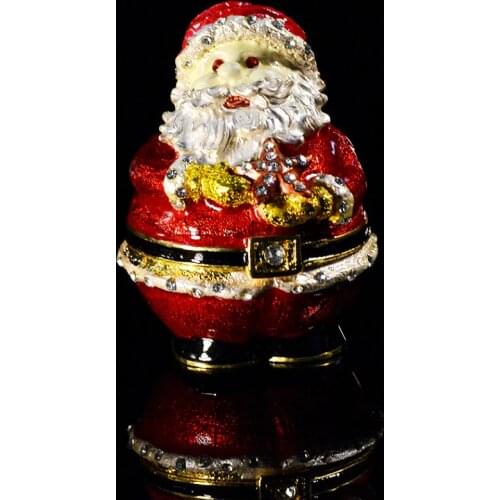 QIFU Metal Craft Lovely Santa Claus Trinket Box for Christmas