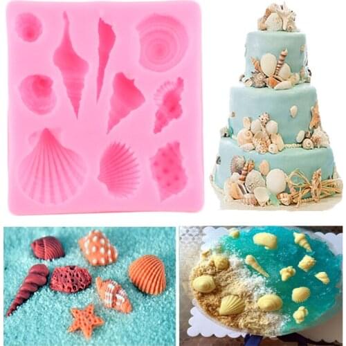 Shell Conch Silicone Molds Chocolate Mold DIY Baking Cupcake Topper Fondant Cake Decorating Tools Candy Polymer Clay Moulds