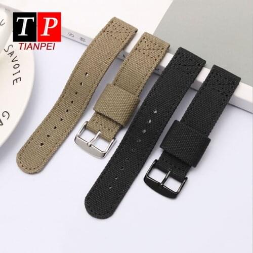 Thickened canvas watch belt for SEIKO 5/casio/citizen 18mm 20mm 22mm watch strap sports ventilation mens watch band comfortable