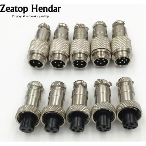 10Sets GX12 Docking Aviation Plug XLR 2 / 3 / 4 / 5 / 6 Pin Male and Female Butt Joint Kit Socket 12mm Panel Chassis Connector