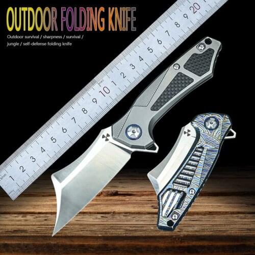 Titanium Alloy Folding Knife M390 Powder Steel Folding Knife Outdoor Camping Collection Portable Self-Defense Fashion Design EDC