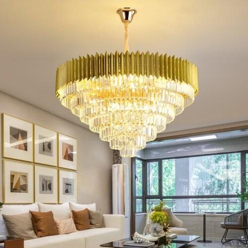 Modern Polished Round Living Room Dining Room Crystal Lamp Luxury Crystal Chandelier Stainless steel and New Lighting Chandelier