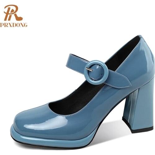Women Pumps New Fashion Genuine Cow Leather Thick High Heels Platform Black Pink Summer Autumn Shoes Dress Party Mary Janes 40