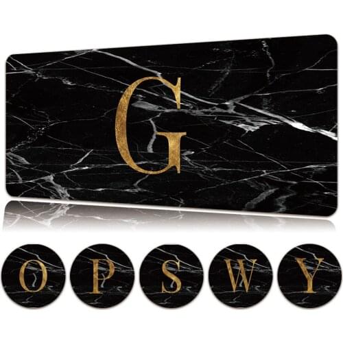 Waterproof PU Leather Computer Mouse-pad Black Marble Letter Series Large Office Computer Desk Mat Anti-slip Keyboard Mouse Pad