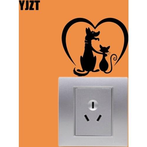 YJZT Funny Pattern Vinyl Wall Decal Pets Animals Dog Cat Switch Sticker 17SS0093
