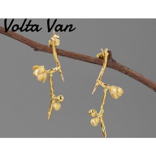 Volta Van 2021 New Women Stud Earrings 925 Sterling Silver Plum Flower Fine Jewelry Vintage Original Design Silver Earrings
