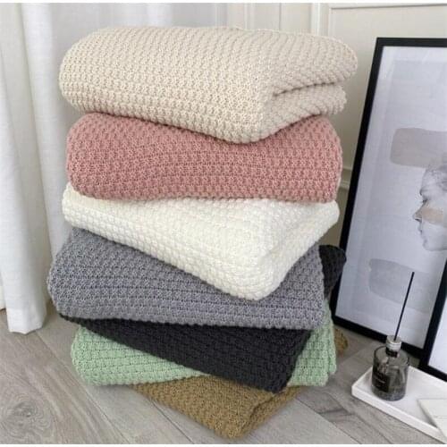 130x160cm Nordic Style Office Sofa Bedroom Kniteed Cover Blanket with Tassel Tapestry Soft Fleece Throw Blankets Travel Quilt