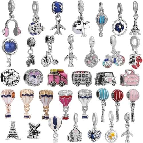 2Pcs/Lot Helium Balloon Travel Style Beads Charm Pendant Fit DIY Brand Bracelet Necklaces For Women Jewelry Making Special Offer