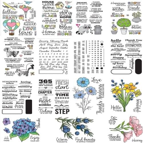 3*4/4*6 inch Clear Stamps Greeting Words Warm Sentiments Love Heart House Happy Travelling Calendar Elegant Flowers 2020 #13