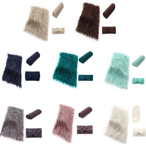 3 Pcs/set Children Blanket Kids Baby Wrap Headband Photography Props Newborn Photo Basket Padding Accessory